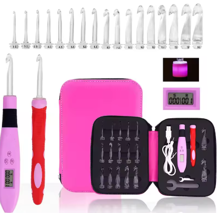 crochet Kit set with Led Light&Row Digital Counter